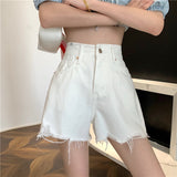 White Denim Shorts Summer - WOMONA.COM