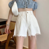 White Denim Shorts Summer - WOMONA.COM