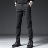 Business Black Men's Straight Casual Pants - WOMONA.COM