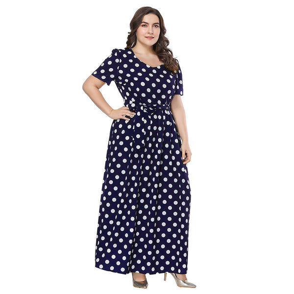 Plus size women's polka dot dress - WOMONA.COM