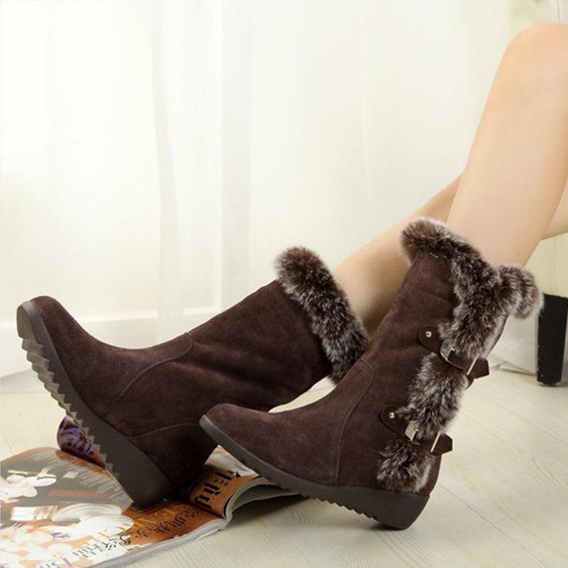 Casual Warm Fur Mid-Calf Boots - WOMONA.COM