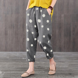 Dot plus size loose women's casual trousers - WOMONA.COM