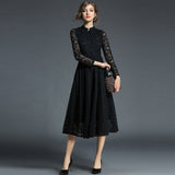 Hollow large swing dress - WOMONA.COM