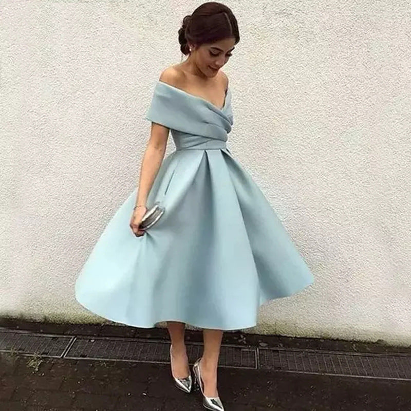 Banquet One ShoulderBridesmaid Mini Dress Women - WOMONA.COM