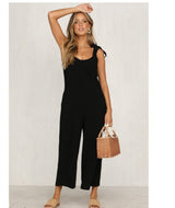 Back solid jumpsuit - WOMONA.COM