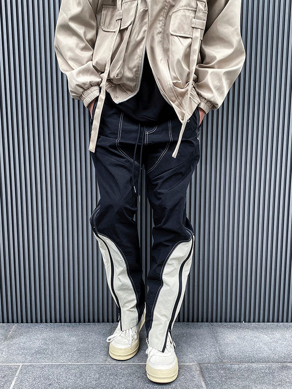 Paneled Zip Nylon Sweatpants - WOMONA.COM