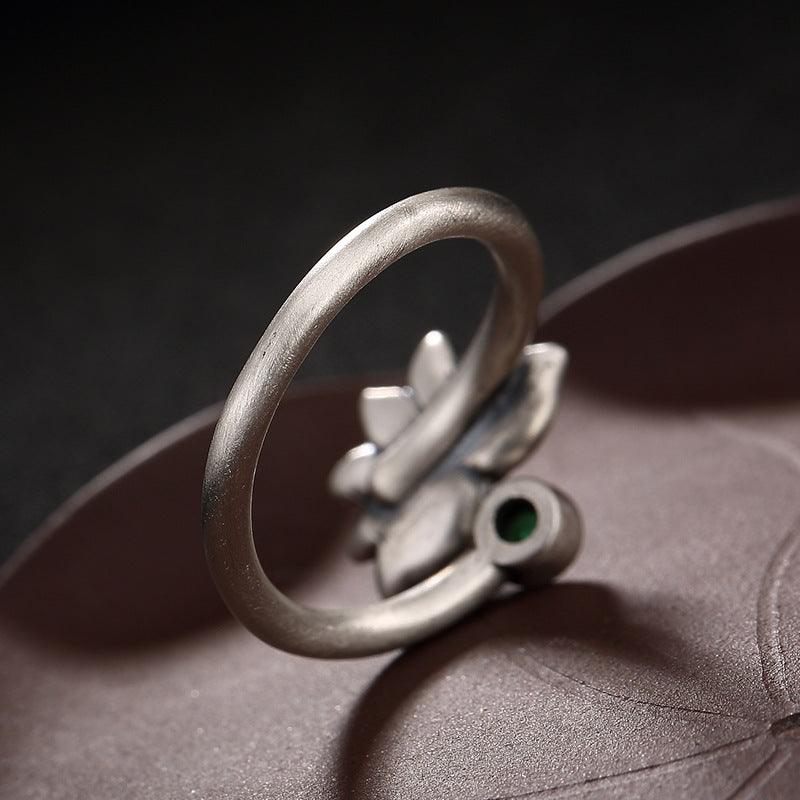 Lotus glazed mosaic opening ring - WOMONA.COM