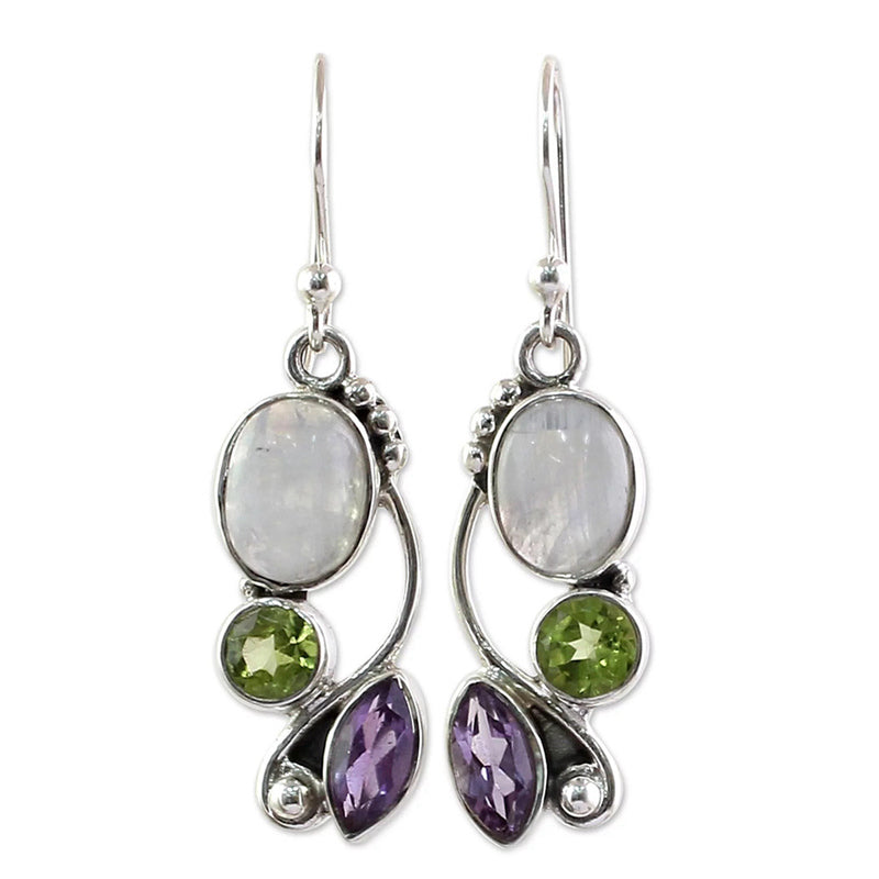 Color zircon earrings - WOMONA.COM