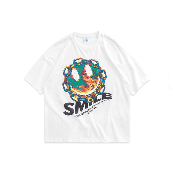 Smiley printed short-sleeved T-shirt men - WOMONA.COM