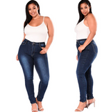 Extra large size fashion high elastic denim pants women - WOMONA.COM