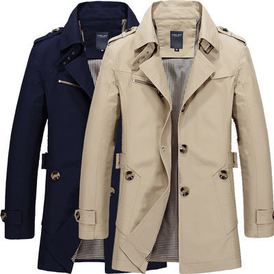 Men's casual jacket mid-length trench coat - WOMONA.COM