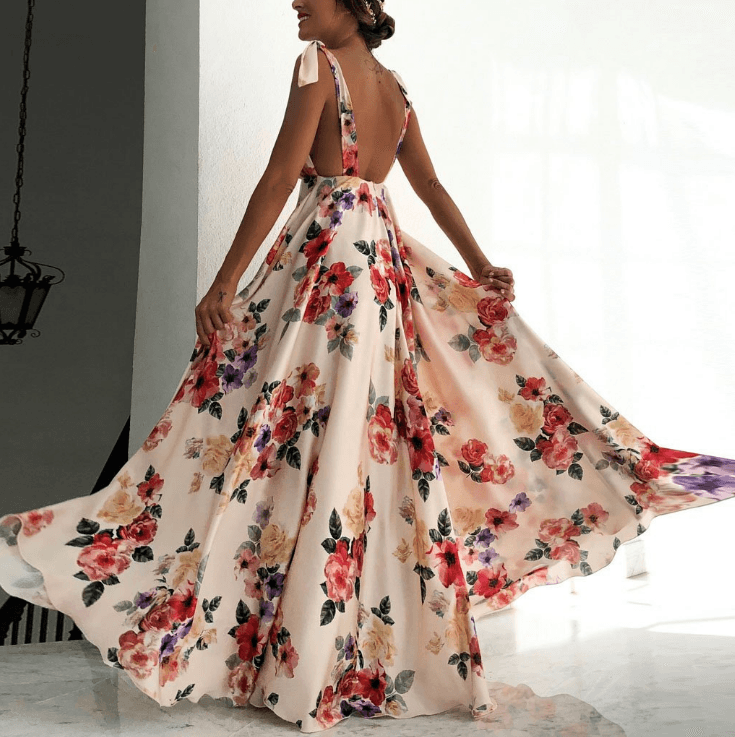 Flower sleek sleeveless sling dress - WOMONA.COM