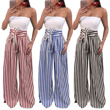 Striped loose pants - WOMONA.COM