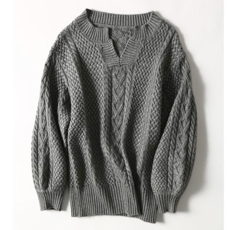 Emerald retro lazy sweater - WOMONA.COM