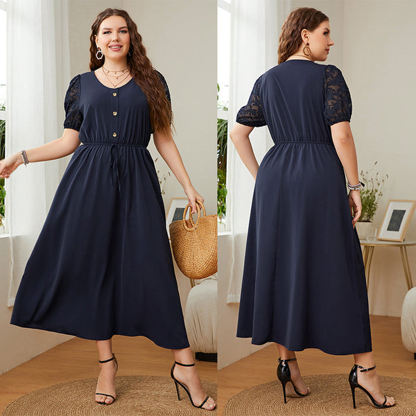 Black Fashion Personality Plus Size Women's Dress - WOMONA.COM