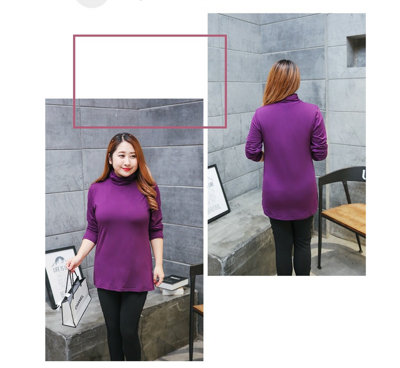 New Large Size High Neck Round Neck T-shirt Women - WOMONA.COM