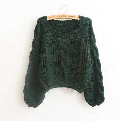 Lantern Sleeve Short Sweater - WOMONA.COM