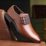 leather business formal pointed shoes - WOMONA.COM