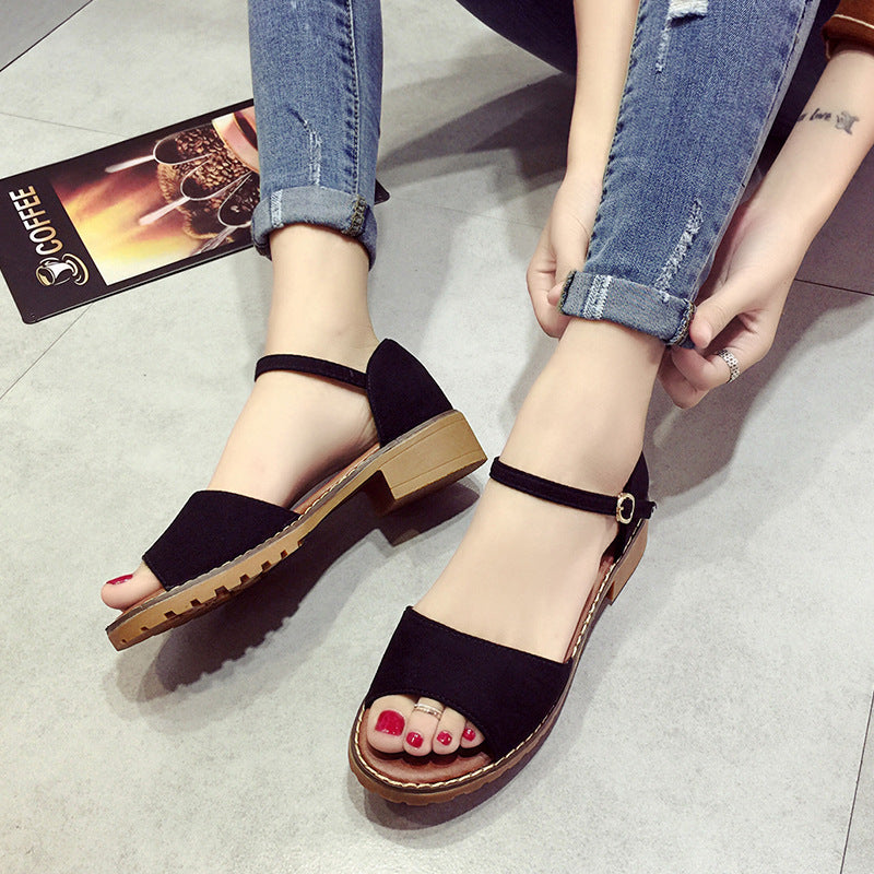 One-button buckle sandals - WOMONA.COM