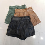 Women Harajuku Genuine Leather shorts - WOMONA.COM