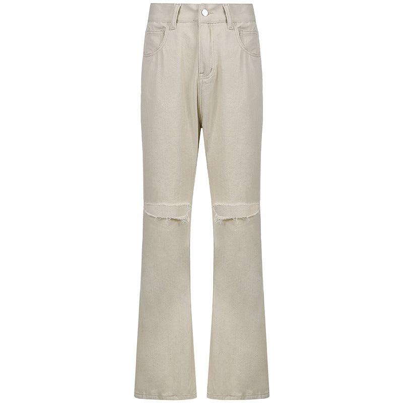Casual Denim Flared Pants - WOMONA.COM