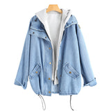 Two-piece denim hooded jacket - WOMONA.COM