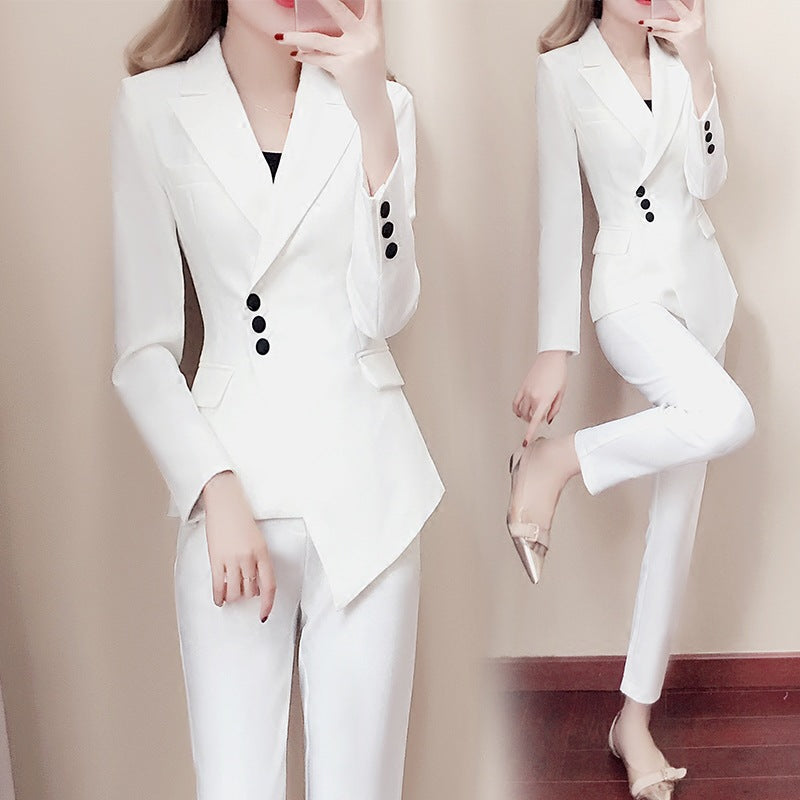 Women white Slim Pant Suits - WOMONA.COM