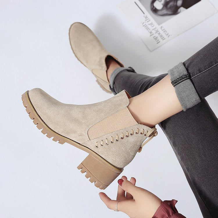 Casual Thick-heeled Boots - WOMONA.COM