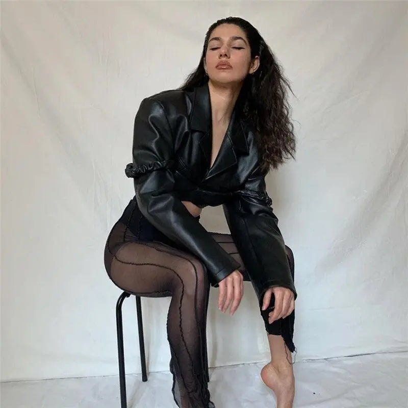 PU Leather Top - WOMONA.COM