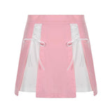 Lace-Up Patchwork Skirt - WOMONA.COM