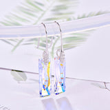 Rectangular geometric crystal earrings - WOMONA.COM