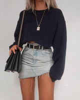 Long Sleeve Crop Top - WOMONA.COM