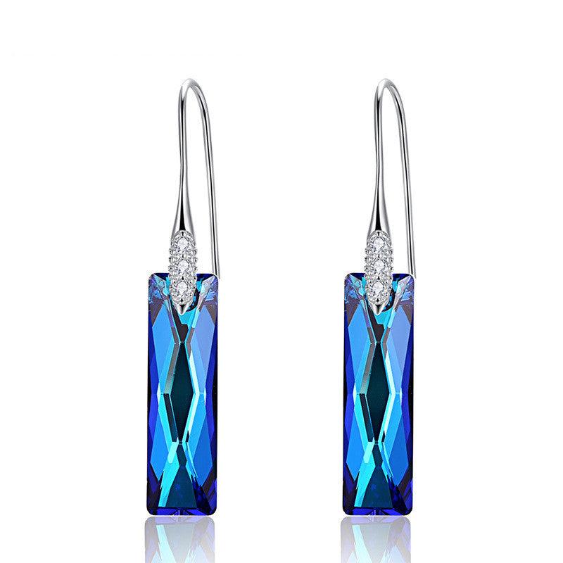 Rectangular geometric crystal earrings - WOMONA.COM