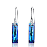 Rectangular geometric crystal earrings - WOMONA.COM