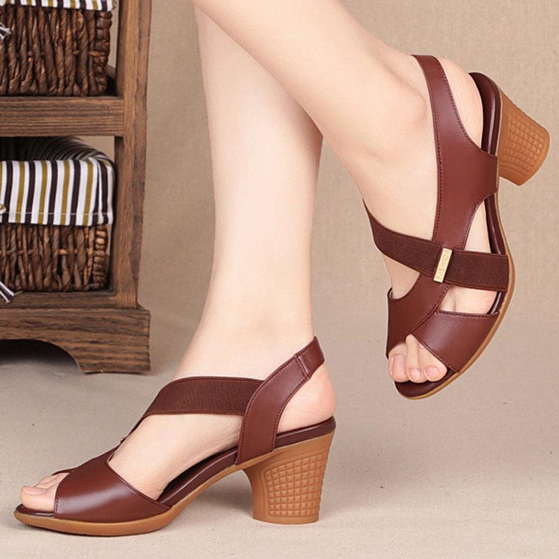 Women's Chunky Heel Peep-Toe Shoes