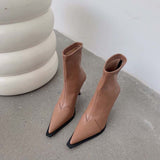 Pointed Toe High-heeled Boots - WOMONA.COM