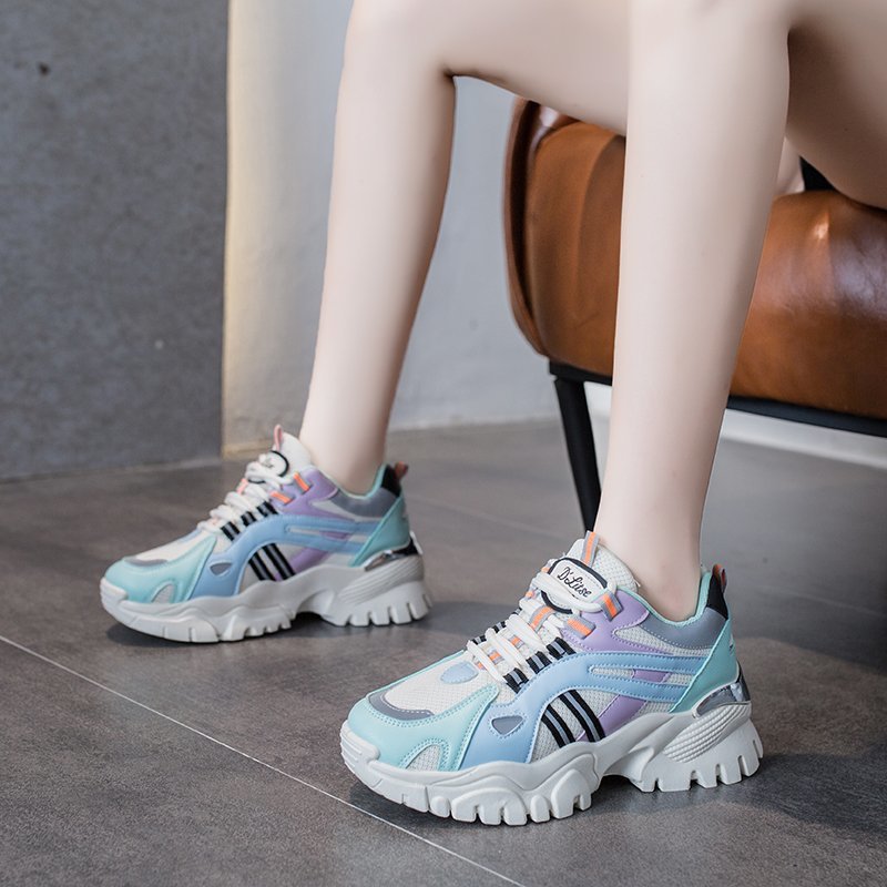 Fashion color block platform sneakers - WOMONA.COM