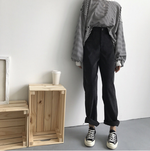 Corduroy casual pants - WOMONA.COM