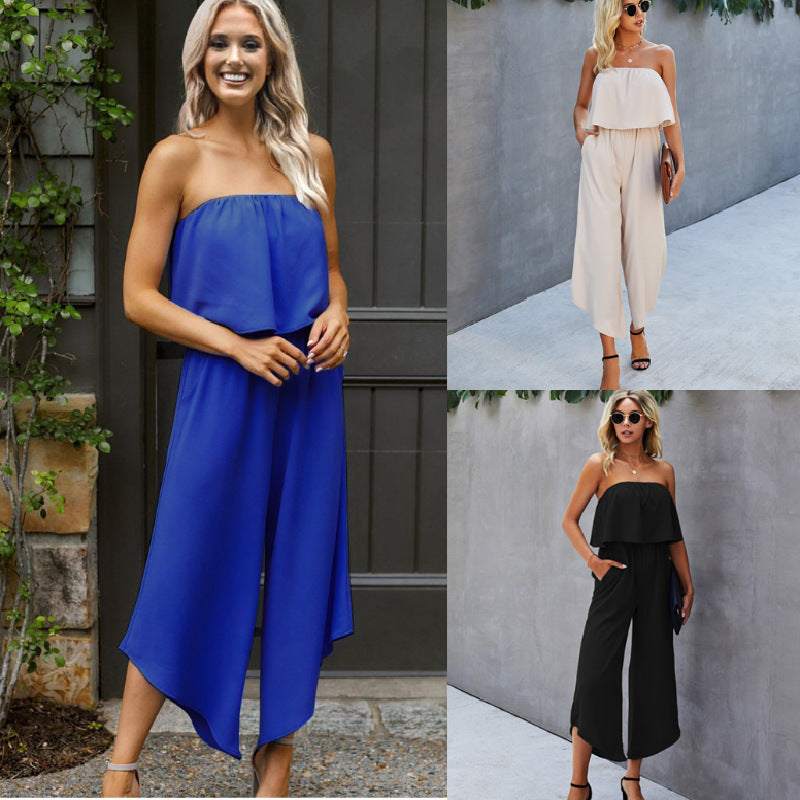 Straight-leg Pants Jumpsuit - WOMONA.COM