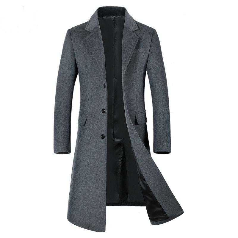Men's wool jacket, grey, notched lapels and button front with flap pockets