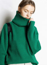 turtleneck short knitted sweater - WOMONA.COM