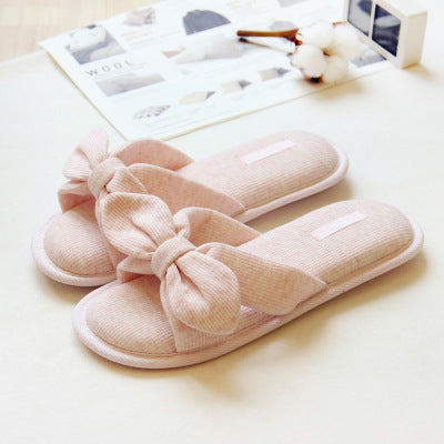Summer day air cotton bow slippers - WOMONA.COM
