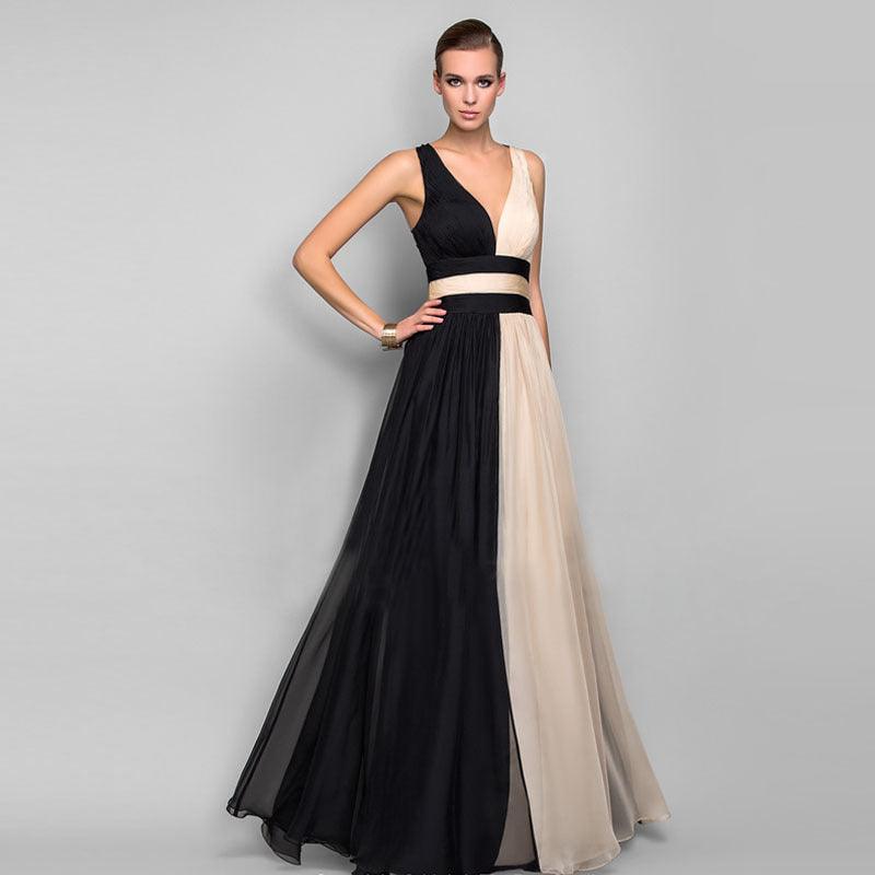 backless color skirt long dress - WOMONA.COM