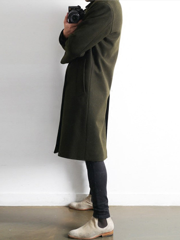 Woolen Men's Mid-length Trench Coat - WOMONA.COM