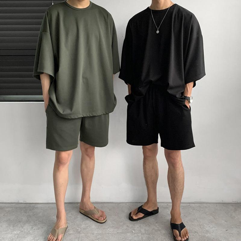 Summer Two-piece Sports Short-sleeved T-shirt Shorts Suit Men - WOMONA.COM