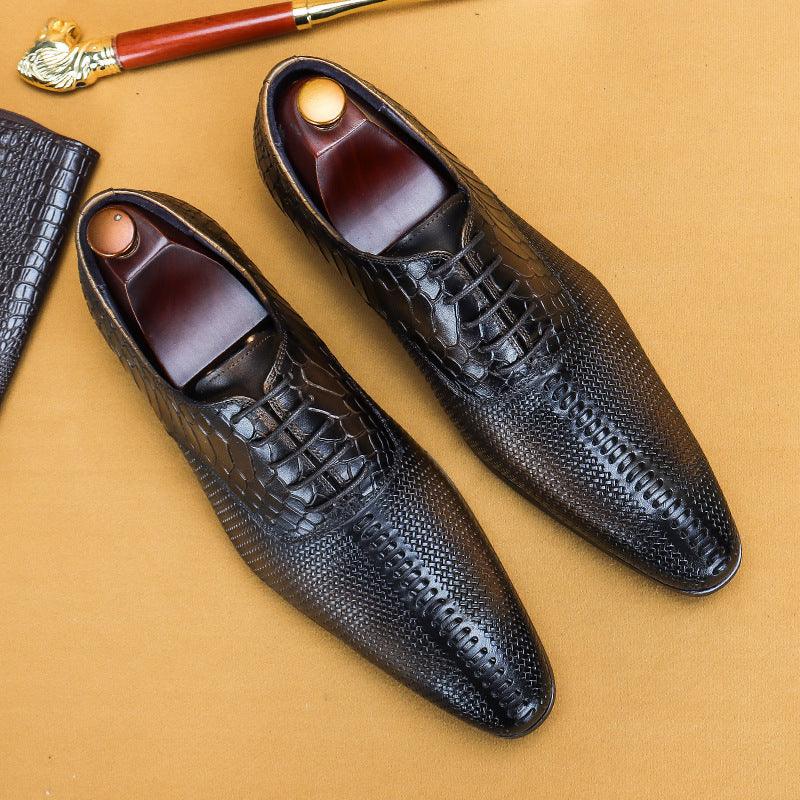 Leather Men's Top Layer Cowhide Formal Business Shoes - WOMONA.COM