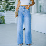 WISH Loose Washed Denim Trousers - WOMONA.COM