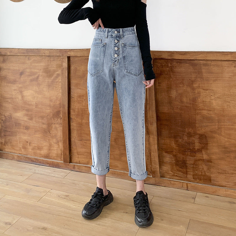 Straight-leg Loose-fitting Jeans - WOMONA.COM