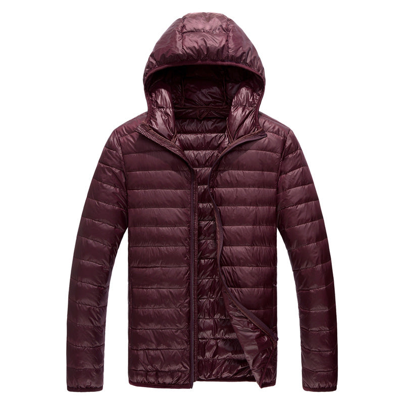 Mens Duck Down Hooded Jacket - WOMONA.COM