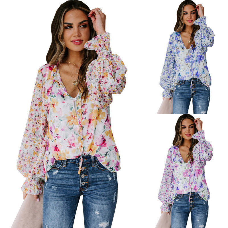 Floral Sleeve Top Women - WOMONA.COM